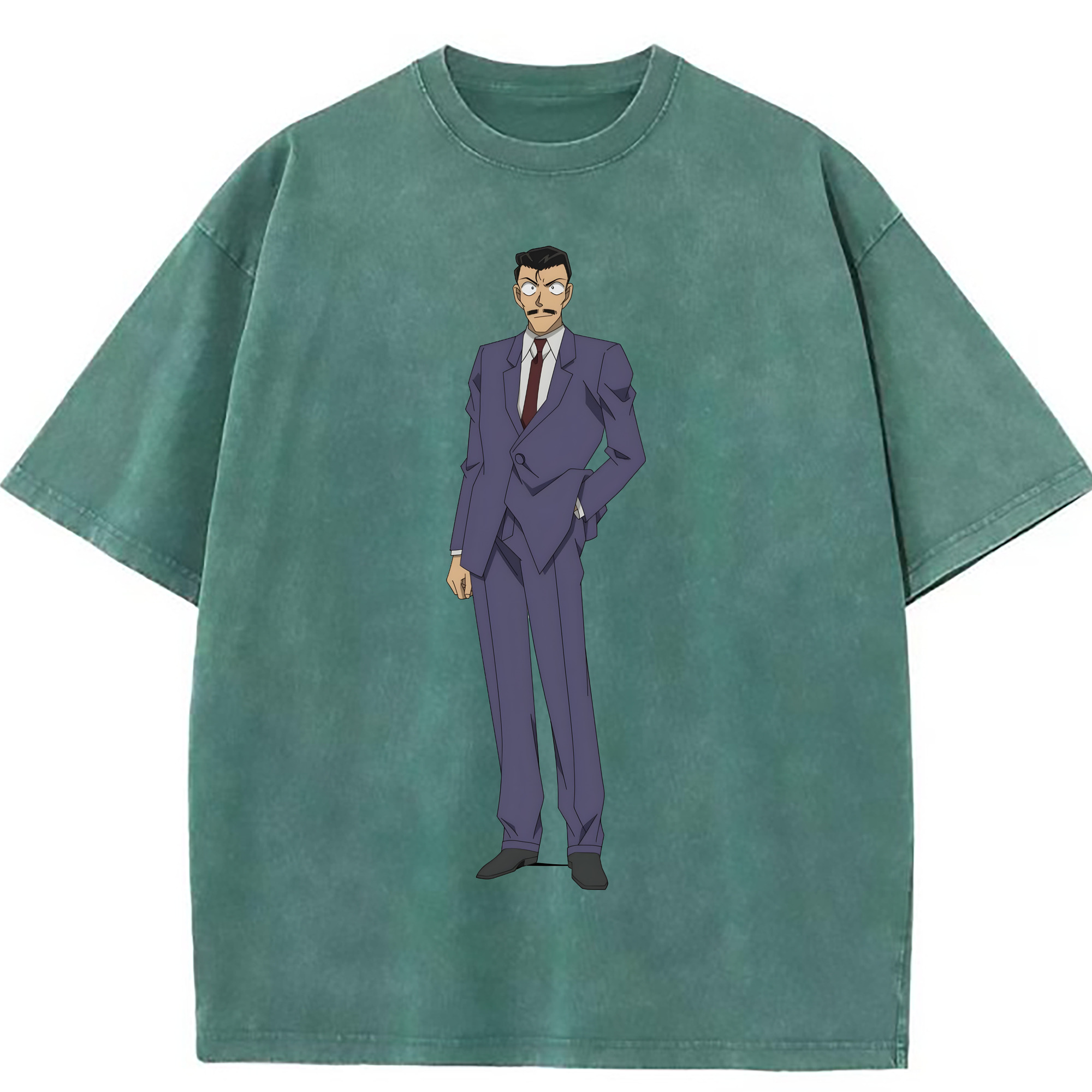 （画像用） 名探偵コナン 毛利 小五郎 もうり こごろう Detective Conan 綿100% ヴィンテージ風 半袖Tシャツ（フロントプリント）